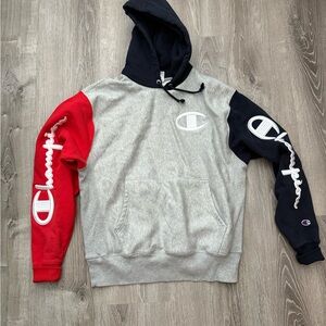 Champion Men's Hoodie - Gray, Red, and Black